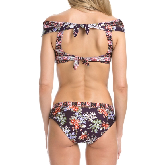 BECCA Boho Plum Floral Cottage Two Piece Bikini M - Picture 3 of 5